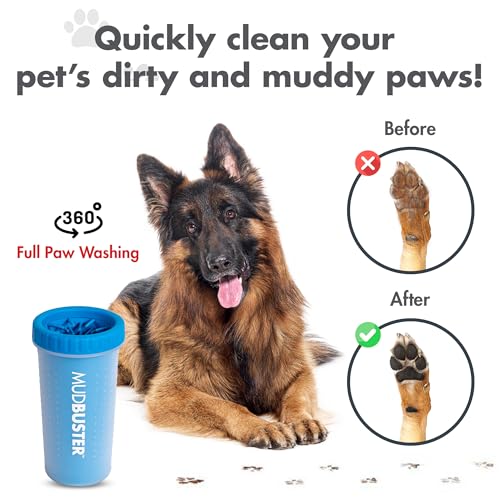 Dexas Blue Large Dog Paw Cleaner for Dogs - Premium Quality Pet Supplies and Dog Accessories - Easy to Use and Clean, Mess Free, Essential Dog Product