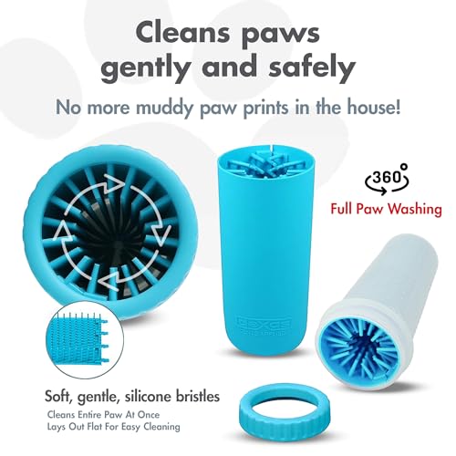 Dexas Blue Large Dog Paw Cleaner for Dogs - Premium Quality Pet Supplies and Dog Accessories - Easy to Use and Clean, Mess Free, Essential Dog Product