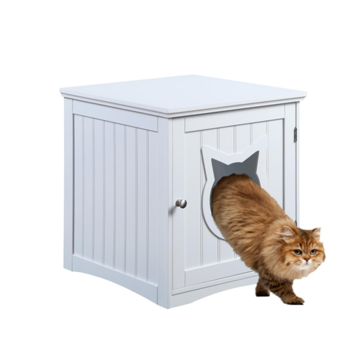 Cat House Side Table, Nightstand Pet House, Litter Box Enclosure