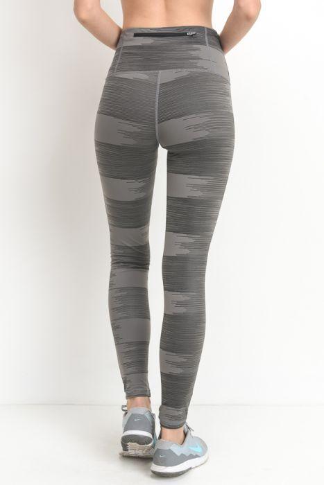 Drawn Lines Print Highwaist Pocket Leggings