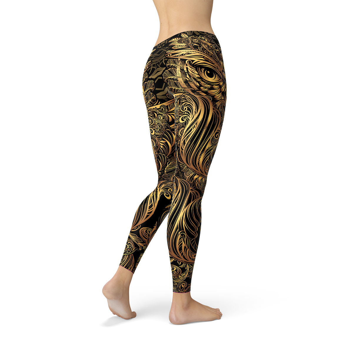 Womens Golden Ornament Owl Leggings