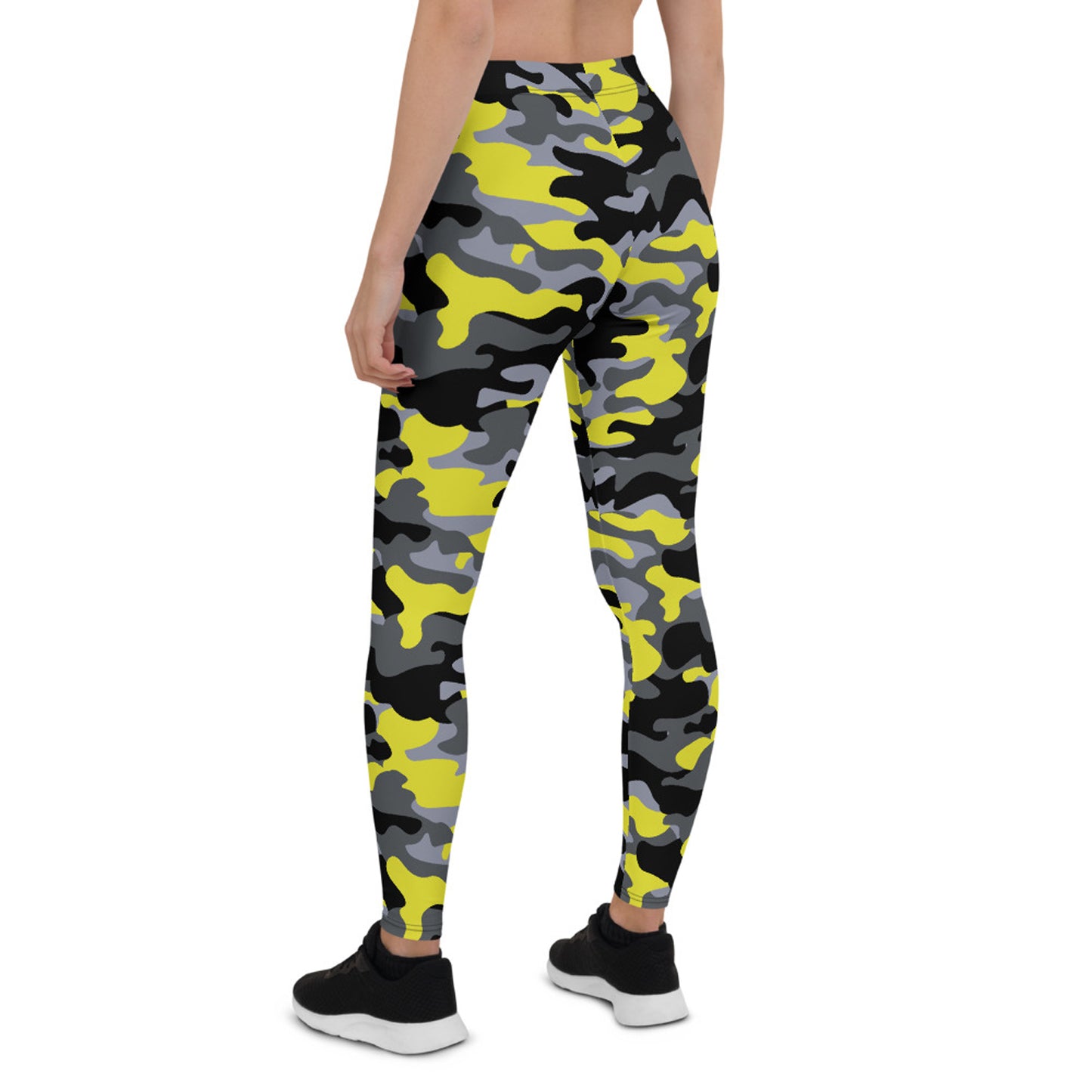 Yellow and Gray Camo Leggings for Women