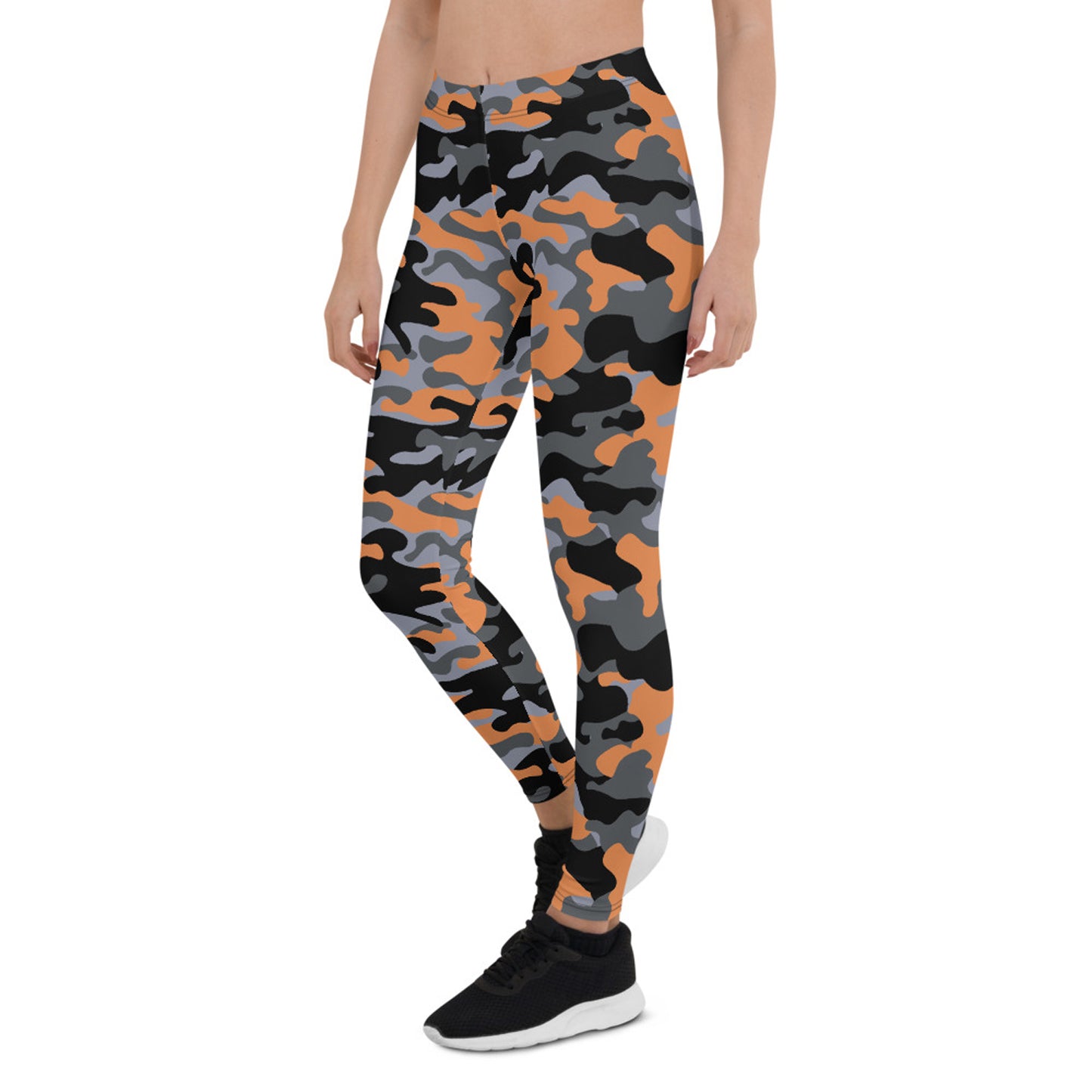 Orange and Gray Camo Leggings for Women