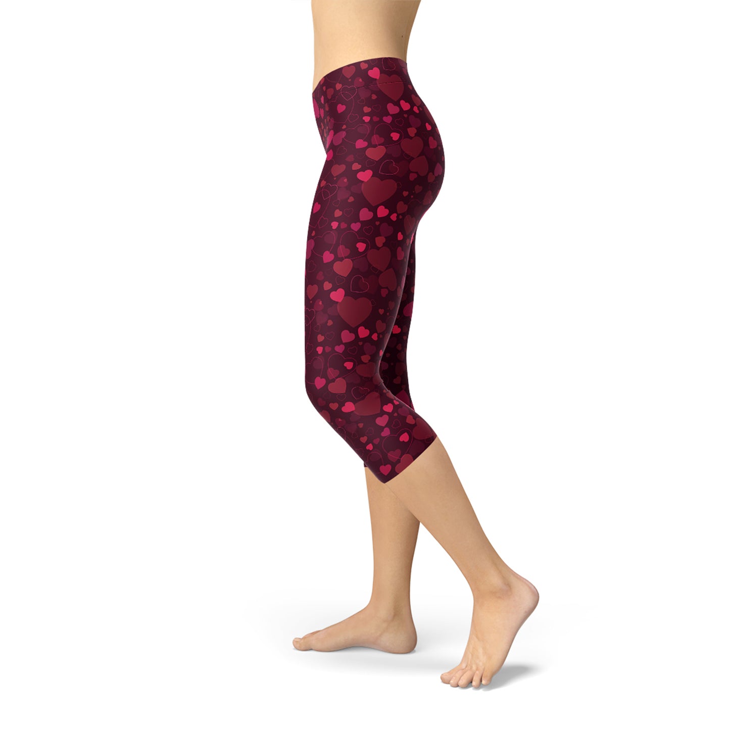 Hearts on Hearts Red Capri Leggings