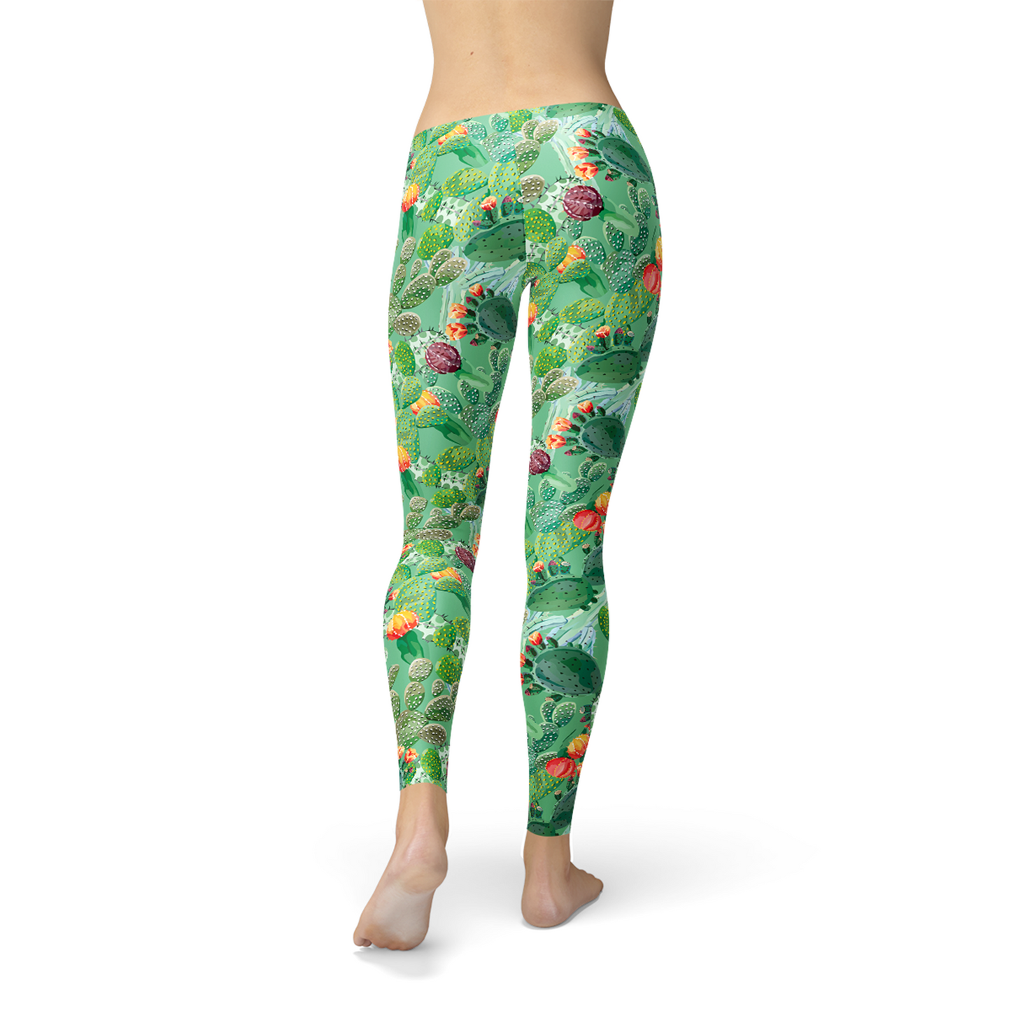 Womens Green Cactus Leggings