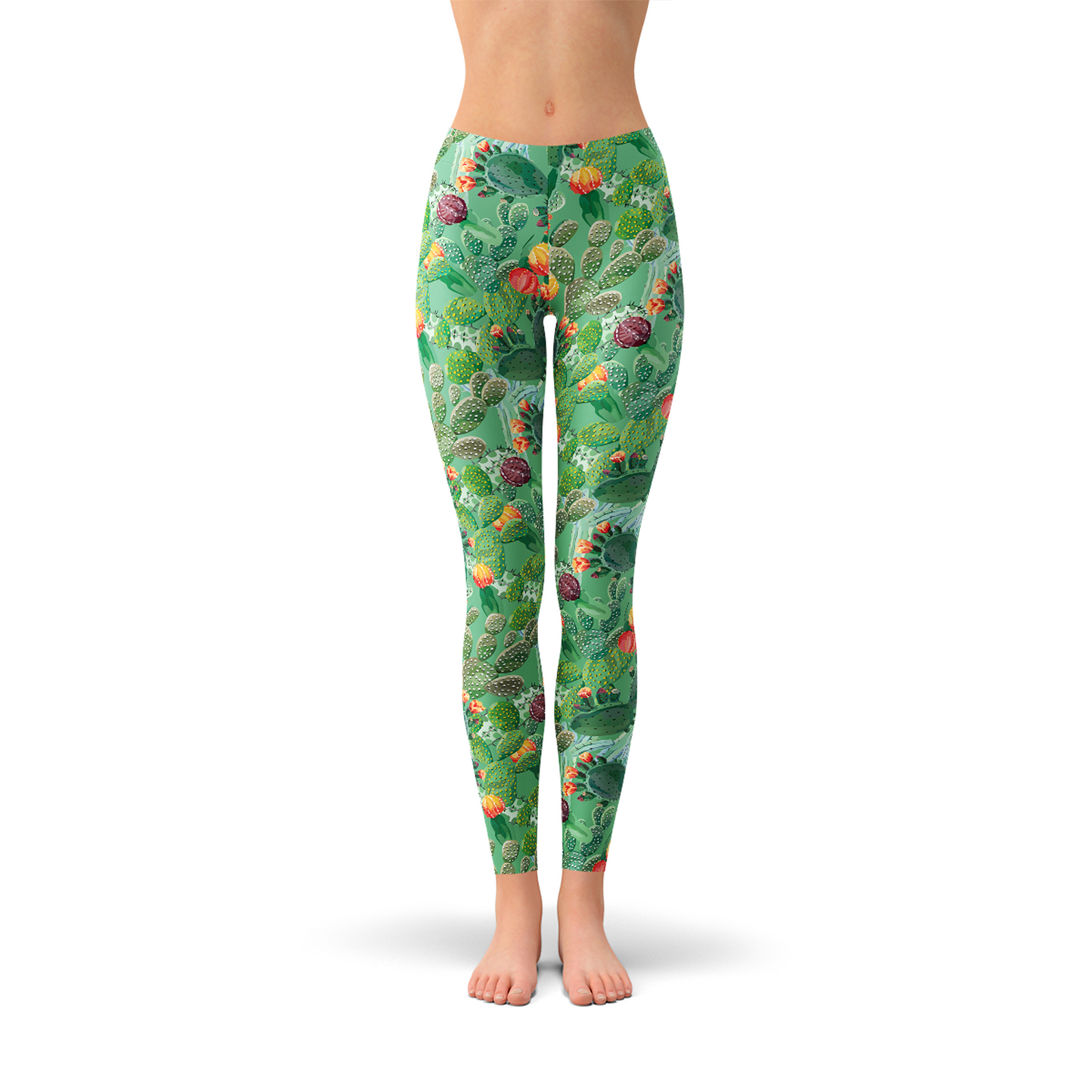 Womens Green Cactus Leggings