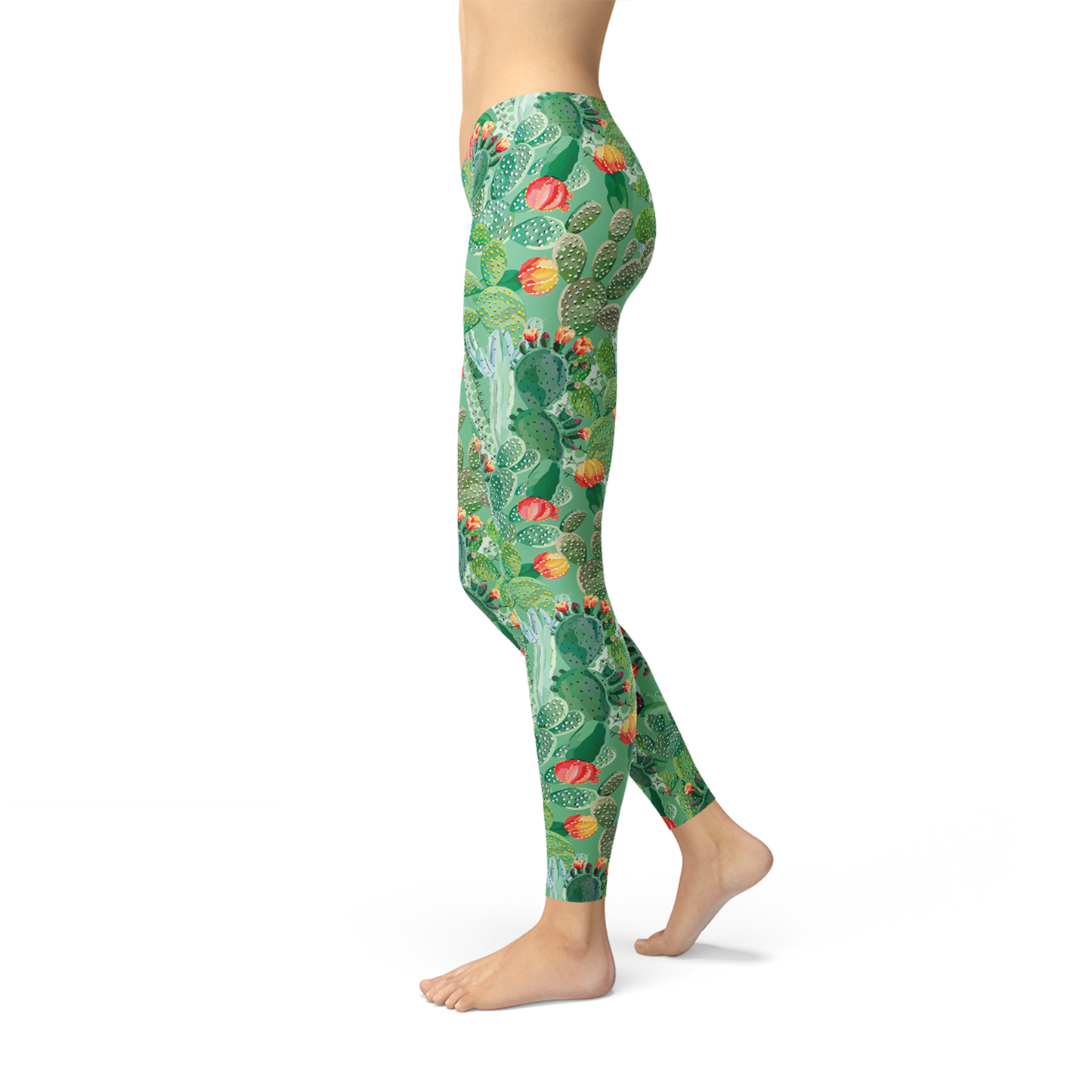 Womens Green Cactus Leggings