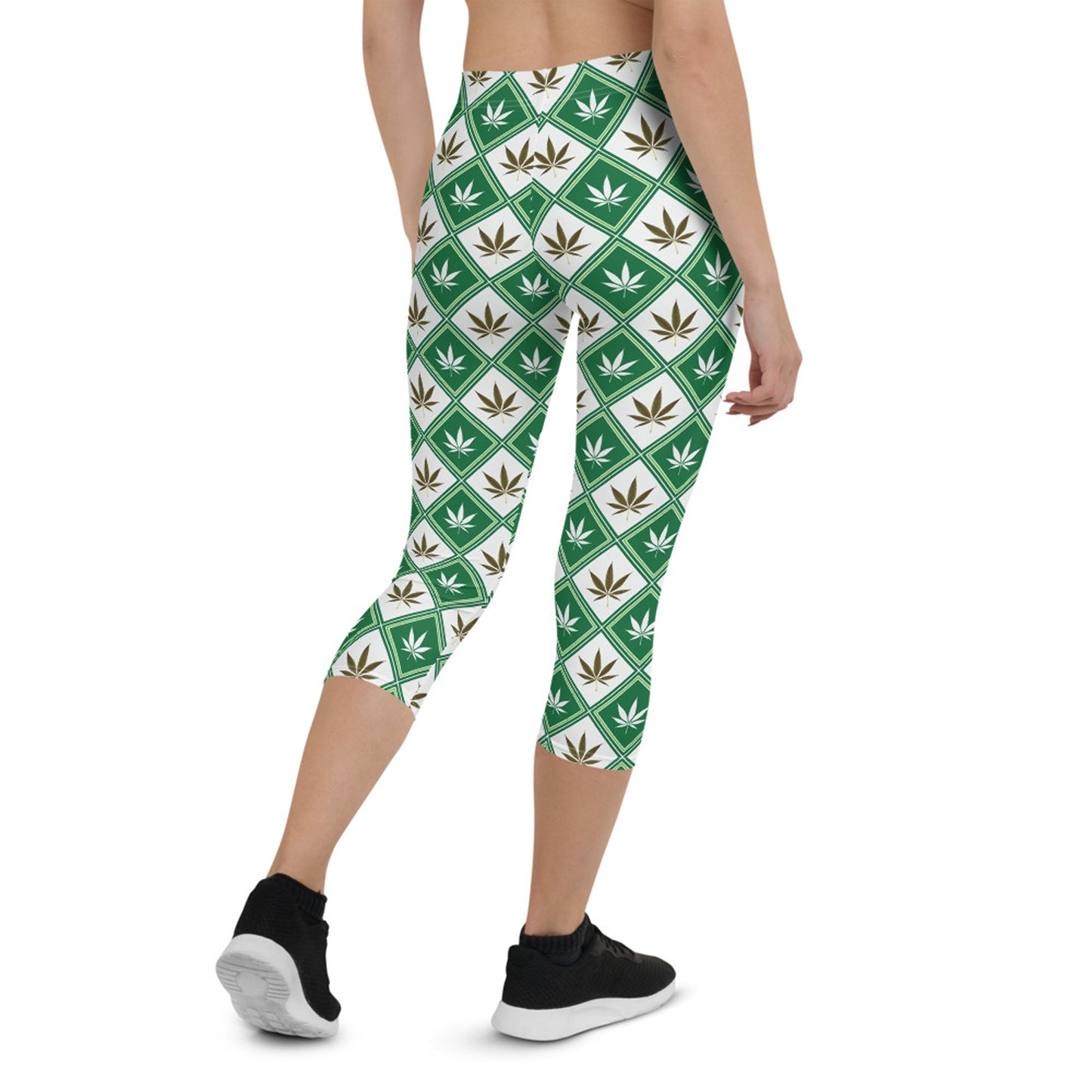 Womens Cannabis Green Capri Leggings