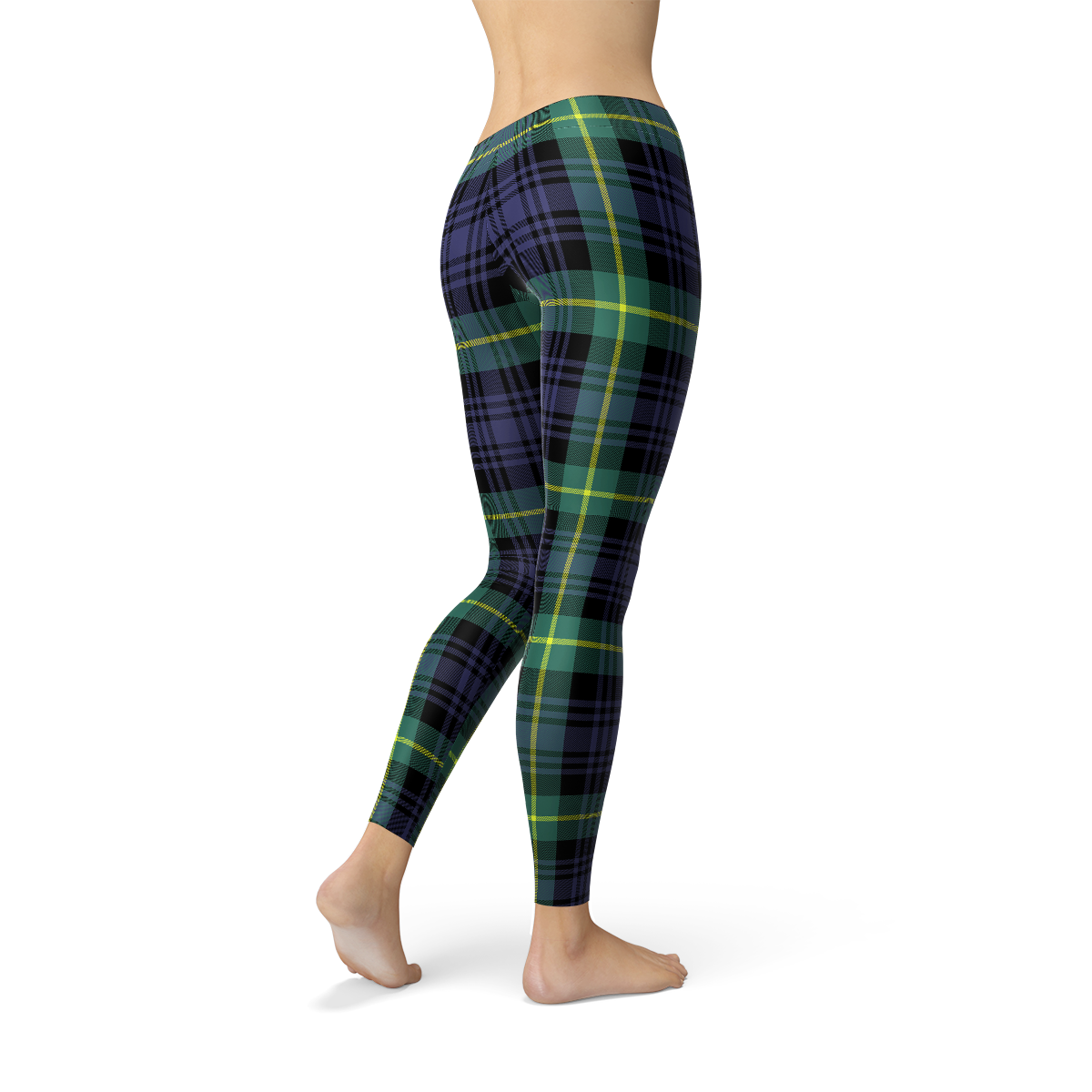 Womens Green and Blue Tartan Leggings