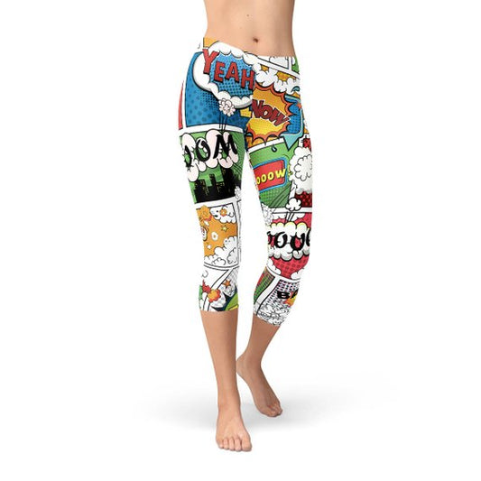 Womens Comic Book Capri Leggings