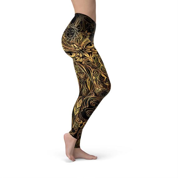 Womens Golden Ornament Owl Leggings