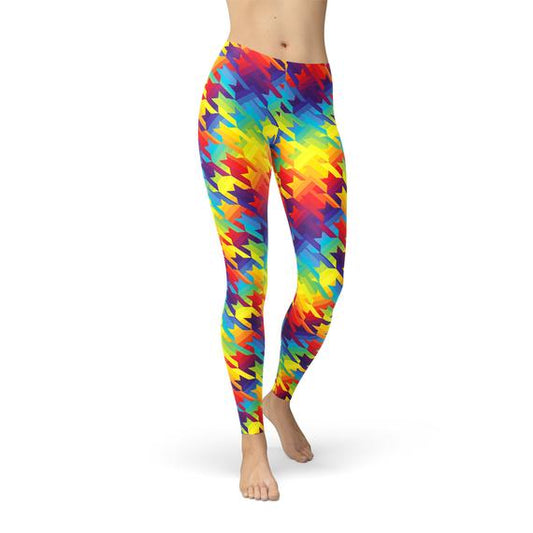 Womens Rainbow Houndstooth Leggings