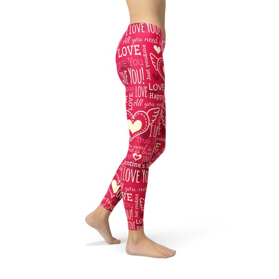 Love Hearts Red Leggings