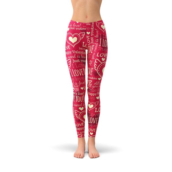 Love Hearts Red Leggings